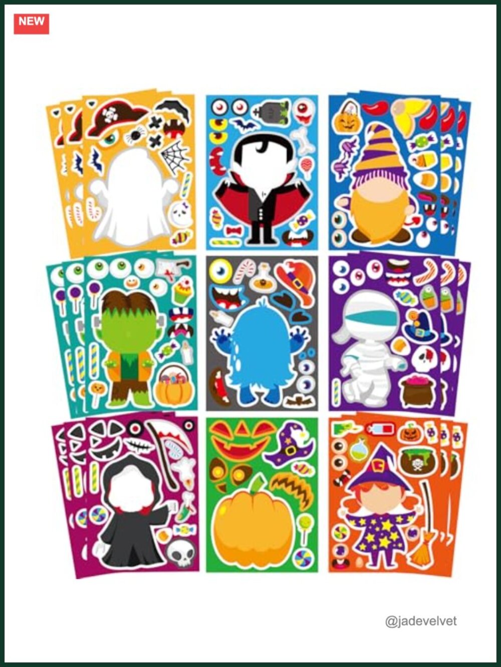 Halloween Make-a-Face Stickers 27 Sheets Kids Party Favor Craft